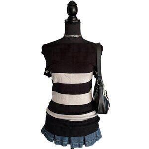 black striped off shoulder top